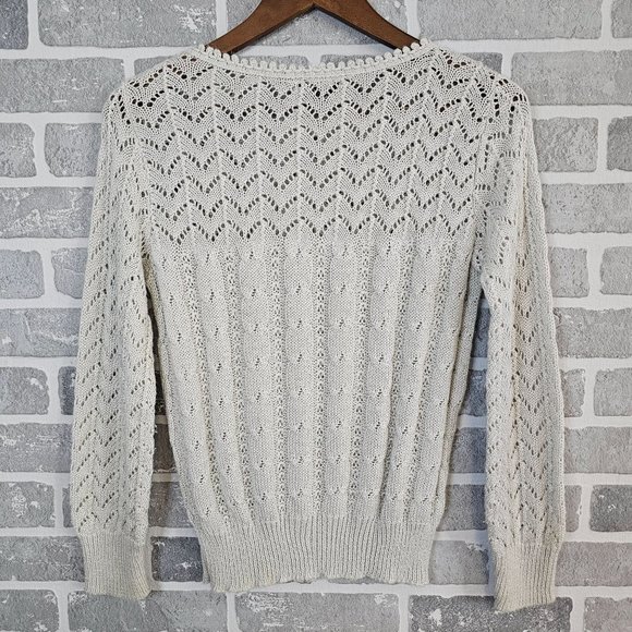 Vintage Cuddle Knit Sweater Women's Small Gray Open Delicate Cottagecore 70's - Picture 3 of 7